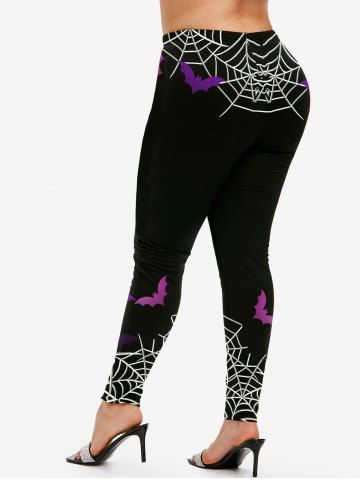 Halloween Bats Spider Web Printed Skinny Leggings