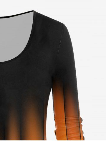 Halloween Pumpkin Print T-shirt and Halloween High Rise Pumpkin Print Leggings Plus Size Outfit