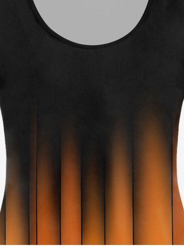 Halloween Pumpkin Print T-shirt and Halloween High Rise Pumpkin Print Leggings Plus Size Outfit