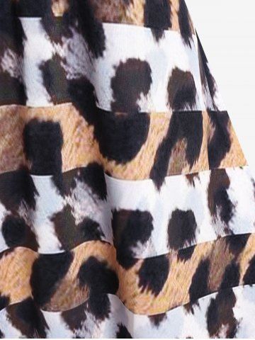 Plus Size Animal Leopard Print Crisscross A Line Sleeveless Dress