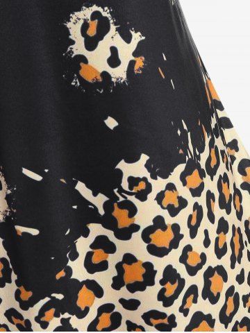 Plus Size Animal Leopard Printed Long Sleeves Tee