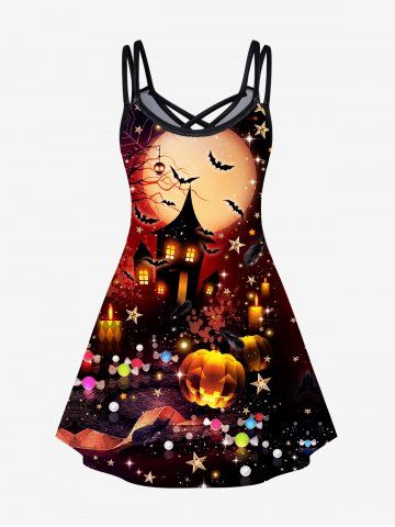 Halloween Print Crisscross A Line Dress