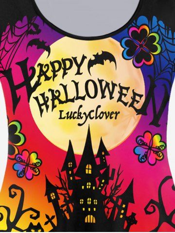 Halloween Pumpkins Tree Bats Letters Printed Long Sleeves Graphic Tee
