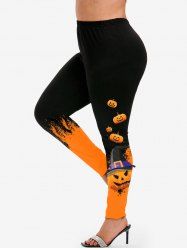 Legging Moulant à Imprimé Citrouille Halloween - Orange 4X | US 26-28
