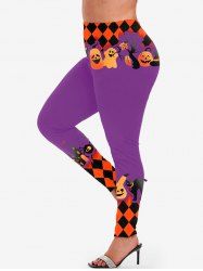 Legging D'Halloween Moulant à Imprimé Citrouille Fantôme - Pourpre  5x | US 30-32