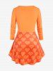 Heart Print O Ring Faux Twinset Tee and Leggings Halloween Outfit -  