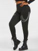 Lace Sleeve Harness Grommets High Low Tee and Chain Pants Gothic Outfit -  