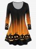 Ensemble de T-shirt D'Halloween à Imprimé Citrouille et Legging à Taille Haute Grande Taille - Orange 