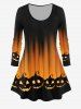 Halloween Pumpkin Print T-shirt and Halloween High Rise Pumpkin Print Leggings Plus Size Outfit -  