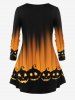 Ensemble de T-shirt D'Halloween à Imprimé Citrouille et Legging à Taille Haute Grande Taille - Orange 
