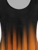 Ensemble de T-shirt D'Halloween à Imprimé Citrouille et Legging à Taille Haute Grande Taille - Orange 