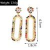 Boucles D'Oreilles Pendantes Motif Géométrique à Sculpture Creuse en Strass - Multi 