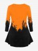T-shirt D'Halloween en Blocs de Couleurs à Imprimé Citrouille - Orange M | US 10