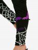 Halloween Bats Spider Web Printed Skinny Leggings -  