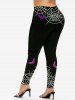 Halloween Bats Spider Web Printed Skinny Leggings -  