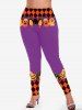 Legging D'Halloween Moulant à Imprimé Citrouille Fantôme - Pourpre  1X | US 14-16