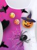T-shirt D'Halloween Toile D'Araignée Citrouille en Blocs de Couleurs - Pourpre  L | US 12