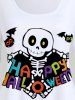 T-shirt D'Halloween à Imprimé Crâne Chauve-souris - Blanc 