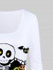 T-shirt D'Halloween à Imprimé Crâne Chauve-souris - Blanc 5x | US 30-32