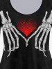 Gothic Heart Skeleton Printed Long Sleeves Tee -  