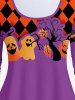 Ghost Pumpkins Cat Tree Checkerboard Printed Halloween Tee -  