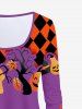 T-shirt D'Halloween à Imprimé Citrouille Fantôme - Pourpre  