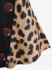 Plus Size Leopard Print Raglan Sleeve T-shirt -  