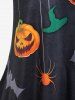 T-shirt à Imprimé Citrouille Halloween à Manches Raglan - Orange Foncé 