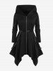 Manteau à Capuche Mouchoir Gothique Zippé à Bretelle à Œillet - Noir M | US 10