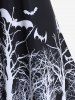Halloween Pumpkin Tree Bat Print A Line Dress -  