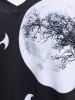 Halloween Pumpkin Tree Bat Print A Line Dress -  