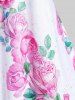 Plus Size 3D Rose Leaves Print Short Sleeve T-Shirt -  