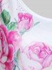 Plus Size Short Sleeve Rose Print T-shirt -  