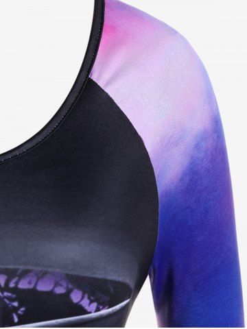 Gothic Skull Ombre Raglan Sleeves T-shirt