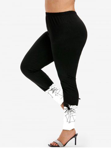 Halloween High Waist Spiders Web Print Skinny Leggings
