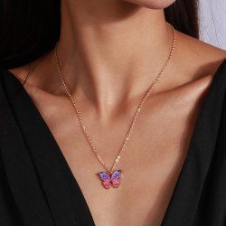 Collier en Chaîne avec Pendentif Papillon - Multi 