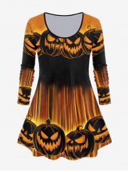 T-shirt à Manches Longues à Imprimé Citrouille et Halloween - Orange Foncé L | US 12