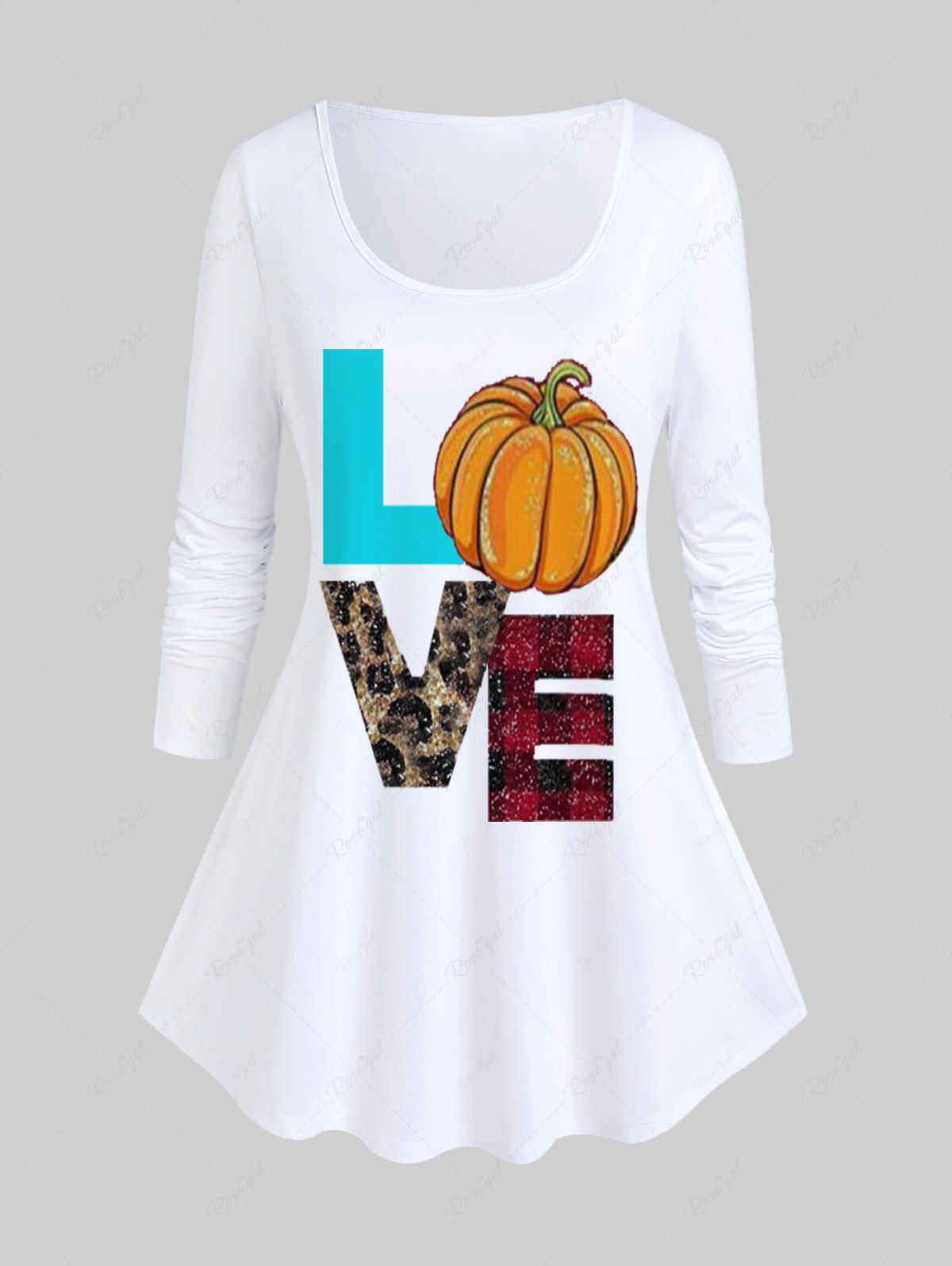 T-shirt D'Halloween à Imprimé Citrouille à Manches Longues Blanc M | US 10