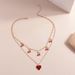 Cherry Heart Double Layer Pendant Necklace -  