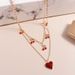 Cherry Heart Double Layer Pendant Necklace -  