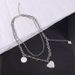 Letter Heart Double Layer Pendant Choker Necklace -  