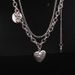 Letter Heart Double Layer Pendant Choker Necklace -  