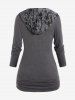 Plus Size Ripped Design Ruched Pullover Hoodie -  
