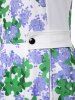 Floral Skew Neck Slit High Waisted A Line Mini Dress -  