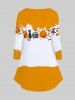 T-shirt Halloween à Imprimé Chauve-souris Citrouille à Manches Raglan - Orange 4X | US 26-28