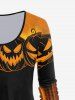 T-shirt à Manches Longues à Imprimé Citrouille et Halloween - Orange Foncé L | États-Unis 12