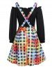 Ruffle Off the Shoulder Top And Plaid Print A Line Mini Suspender Skirt Set -  