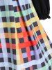 Ruffle Off the Shoulder Top And Plaid Print A Line Mini Suspender Skirt Set -  