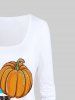 T-shirt D'Halloween à Imprimé Citrouille à Manches Longues - Blanc M | US 10