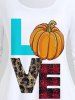 T-shirt D'Halloween à Imprimé Citrouille à Manches Longues - Blanc 